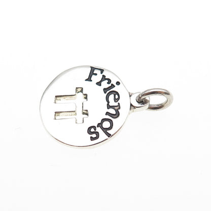 925 Sterling Silver Vintage Friends Mini Tag Charm Pendant