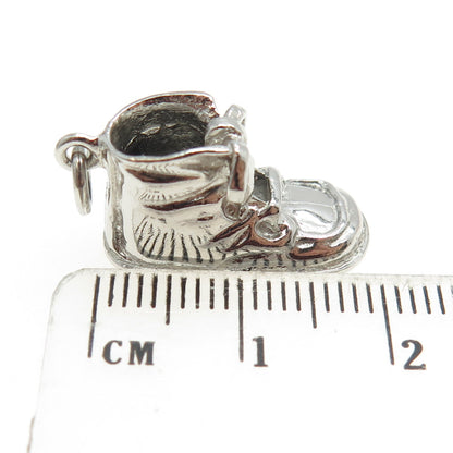 WELLS 925 Sterling Silver Antique Art Deco Boot Shoe 3D Charm Pendant