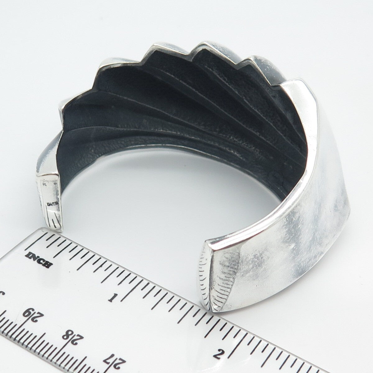 925 Sterling Silver Vintage Charles Crypell Ribbed Adjustable Bracelet 6.5"