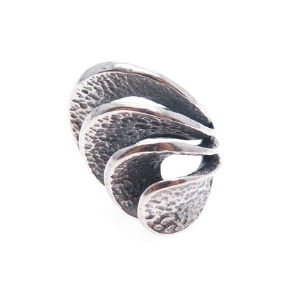 925 Sterling Silver Vintage Modernist Oxidized Ring Size 4.75