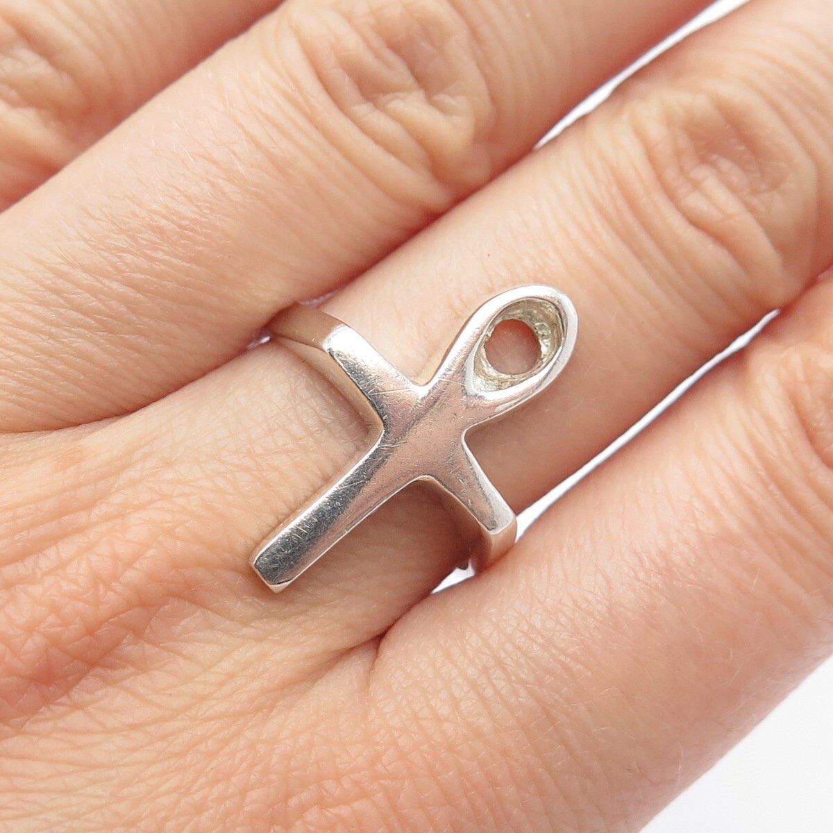925 Sterling Silver Vintage Mexico Cross Ring Size 8.25