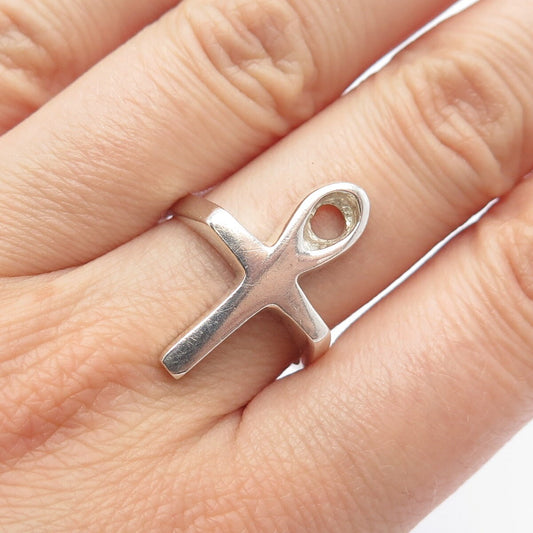 925 Sterling Silver Vintage Mexico Cross Ring Size 8.25