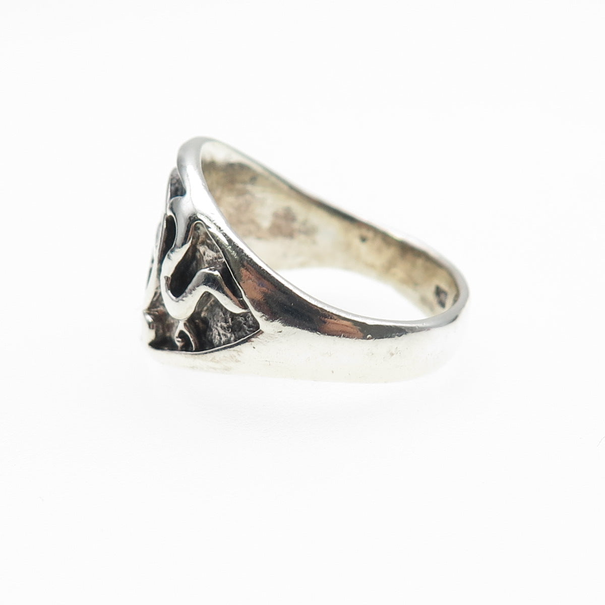 925 Sterling Silver Vintage Pentagram Oxidized Biker Ring Size 9
