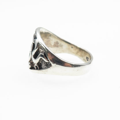 925 Sterling Silver Vintage Pentagram Oxidized Biker Ring Size 9