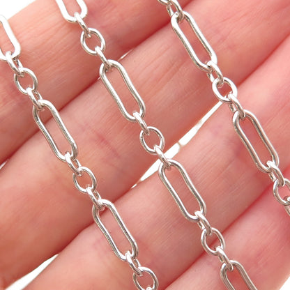 925 Sterling Silver Vintage Paperclip Figaro Chain Necklace 22"