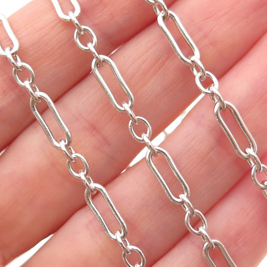925 Sterling Silver Vintage Paperclip Figaro Chain Necklace 22"