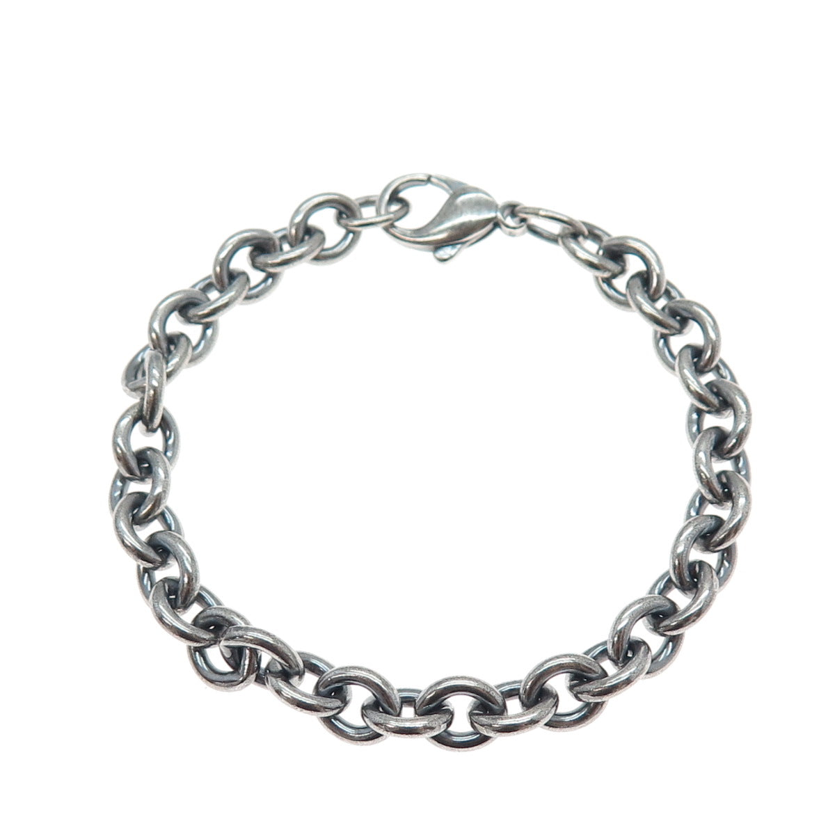 925 Sterling Silver Vintage Cable Link Oxidized Bracelet 7"