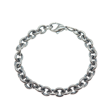 925 Sterling Silver Vintage Cable Link Oxidized Bracelet 7"