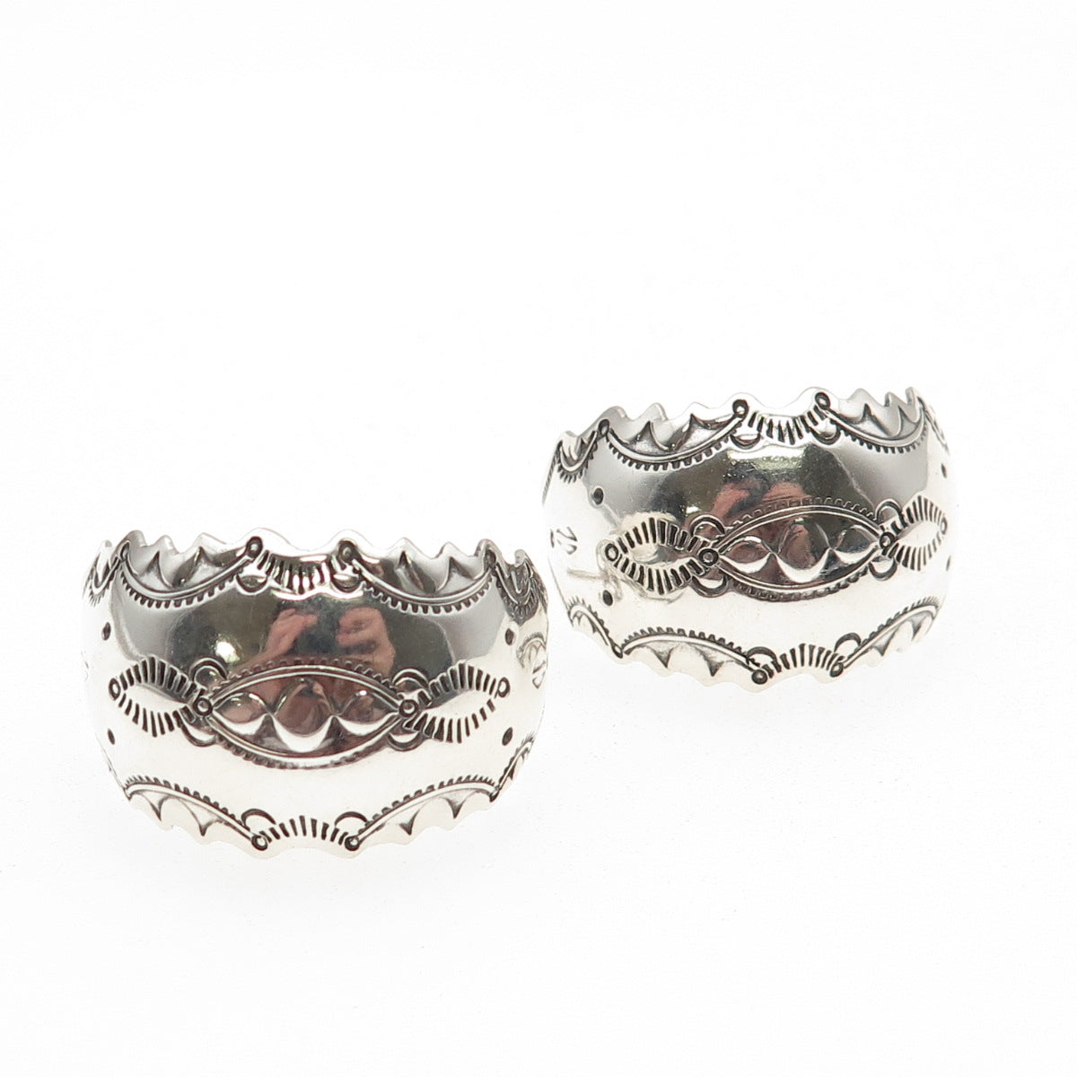 Old Pawn 925 Sterling Silver Vintage Southwestern Oxidized Tribal Earrings