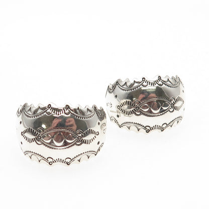 Old Pawn 925 Sterling Silver Vintage Southwestern Oxidized Tribal Earrings