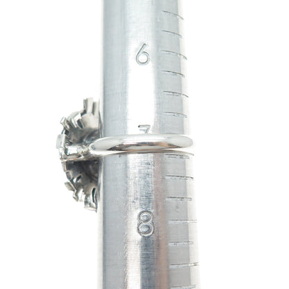 KAMELEON 925 Sterling Silver Vintage C Z & Tiger Pattern Flower Ring Size 7.25