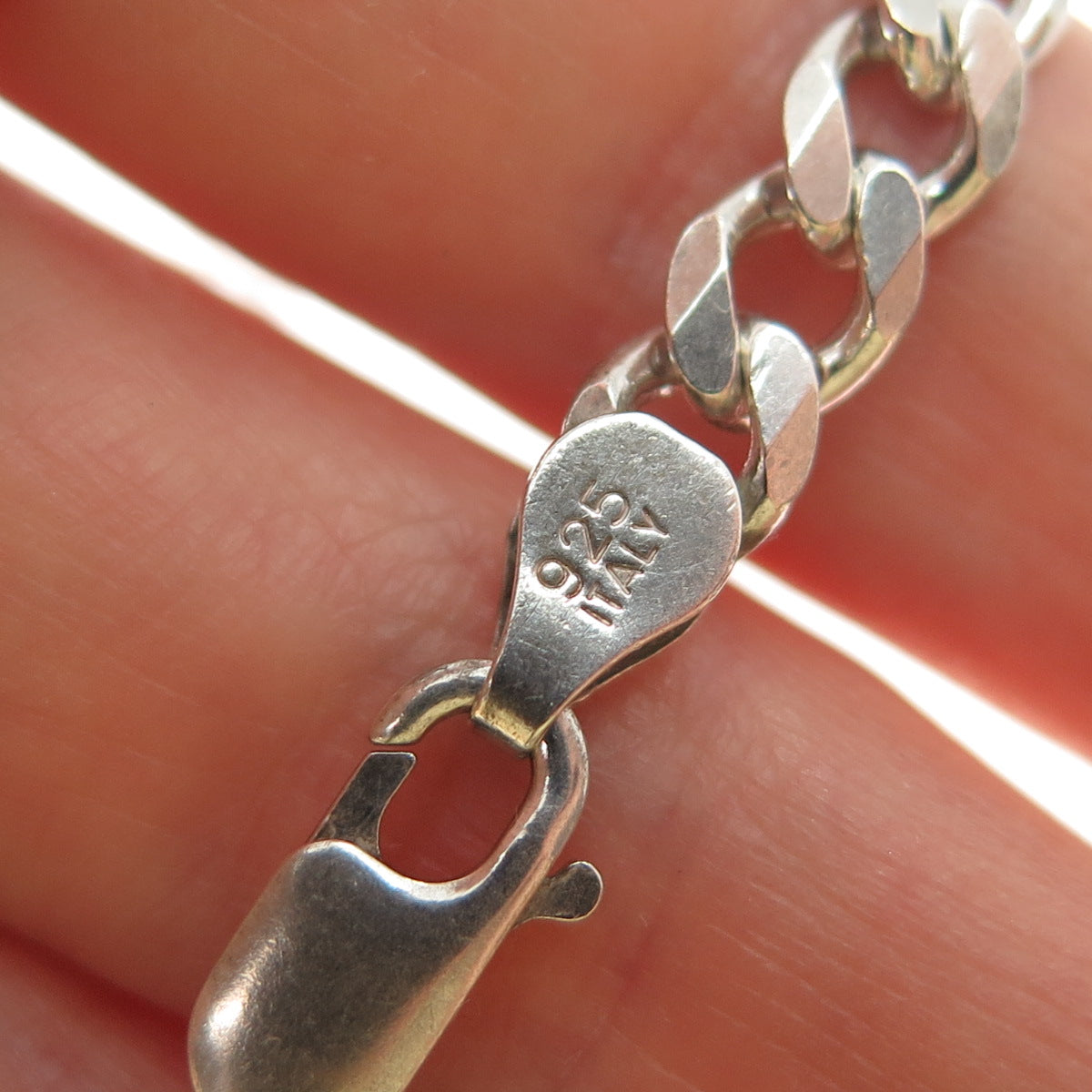 925 Sterling Silver Vintage Italy Curb Chain Necklace 24"