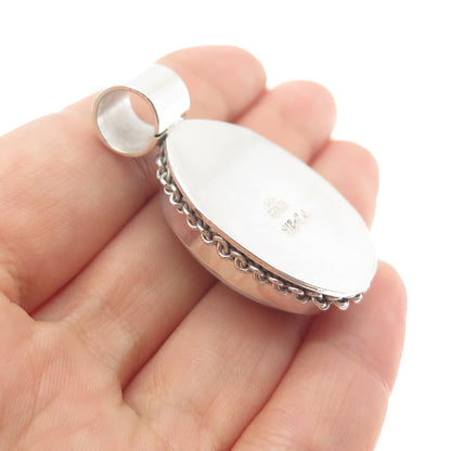 925 Sterling Silver Vintage Mexico Real Mother-of-Pearl Charm Pendant