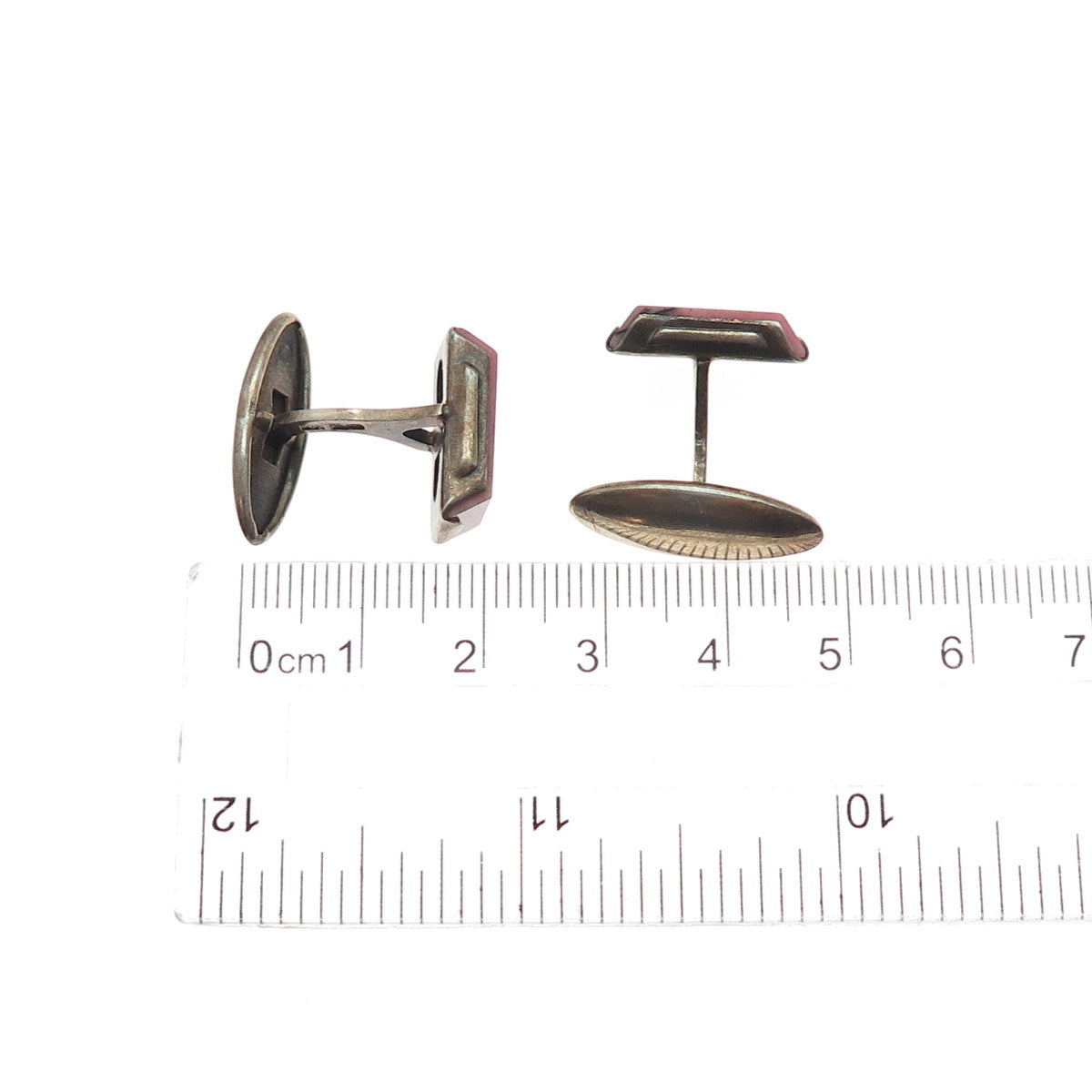 875 Silver Gold Plated Antique Latvia Real Rhodonite Cufflinks