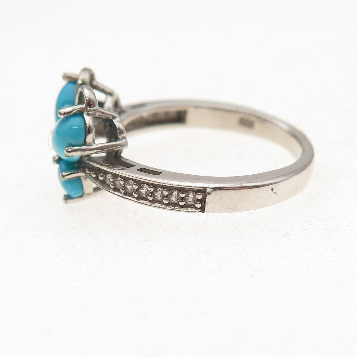 Chuck Clemency 925 Sterling Silver Real Turquoise Topaz Butterfly Ring Size 7.25