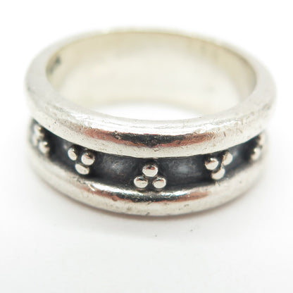 925 Sterling Silver Vintage Beaded Band Ring Size 7
