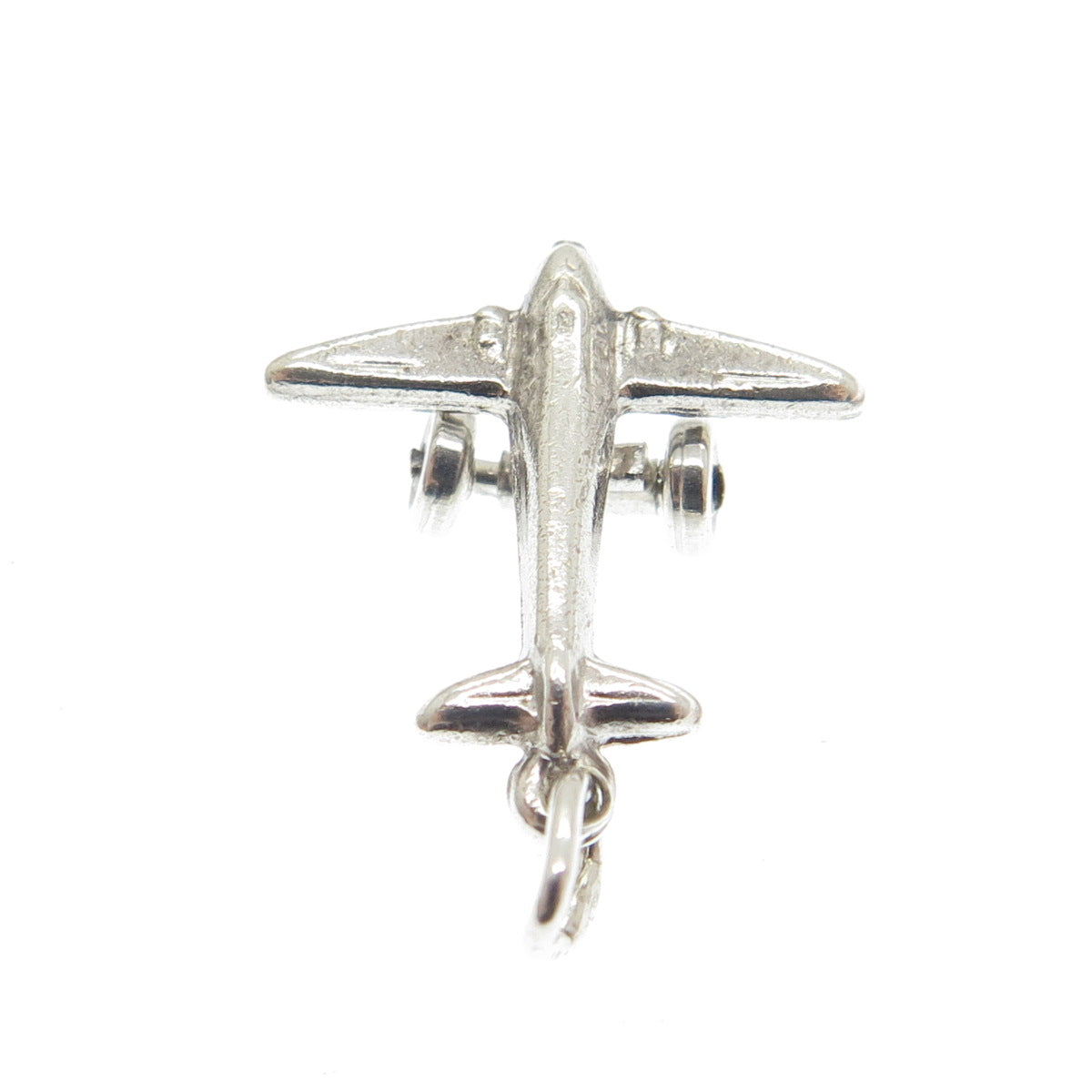 925 Sterling Silver Antique Art Deco Airplane 3D Charm Pendant