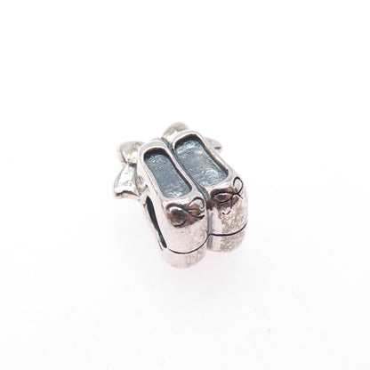 CHAMILIA 925 Sterling Silver Ballet Bow Shoes Slide Bead Charm