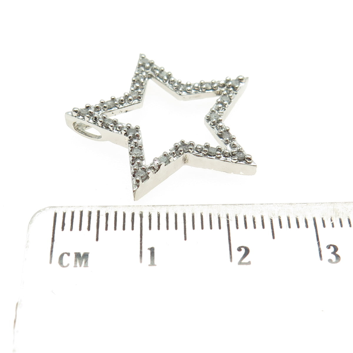 925 Sterling Silver Real Round-Cut Diamond Star Slide Pendant