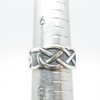 925 Sterling Silver Vintage Celtic Band Ring Size 7.5