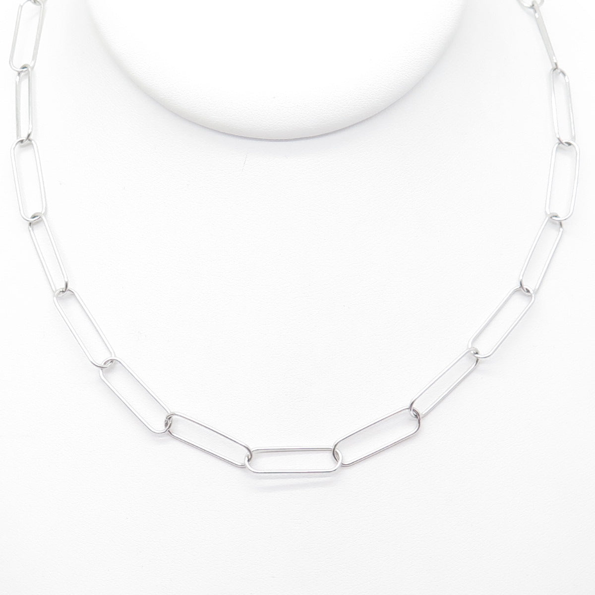 925 Sterling Silver Italy Paperclip Chain Necklace 24"