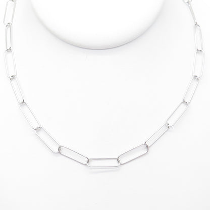 925 Sterling Silver Italy Paperclip Chain Necklace 24"