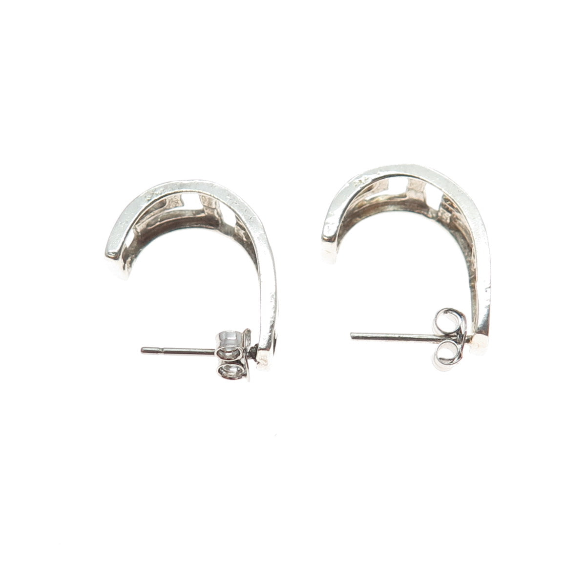 925 Sterling Silver Vintage Greek Key Hoop Earrings