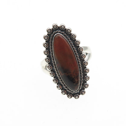 Bell Trading Post Old Pawn Sterling Silver Vintage Agate Beaded Ring Size 5.5