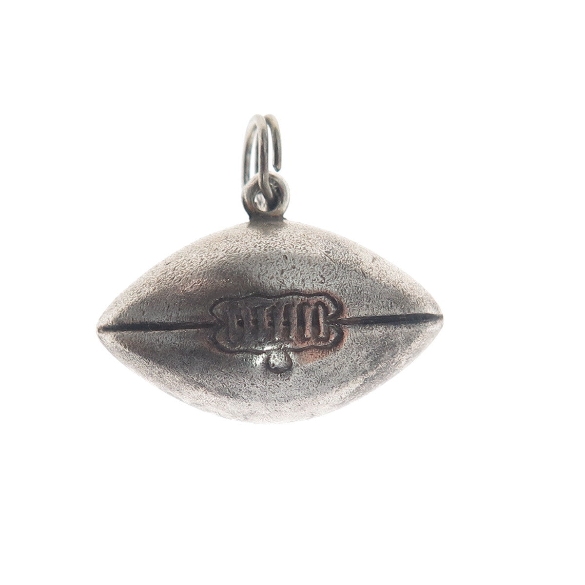 925 Sterling Silver Antique Art Deco Football Ball Oxidized 3D Charm Pendant