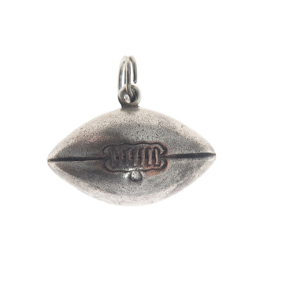 925 Sterling Silver Antique Art Deco Football Ball Oxidized 3D Charm Pendant