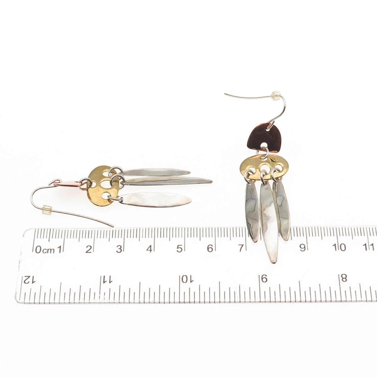 Robert Lee Morris 925 Sterling Silver 2-Tone Vintage Modernist Dangle Earrings