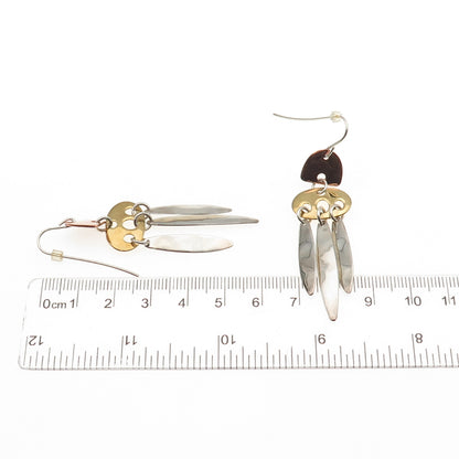 Robert Lee Morris 925 Sterling Silver 2-Tone Vintage Modernist Dangle Earrings