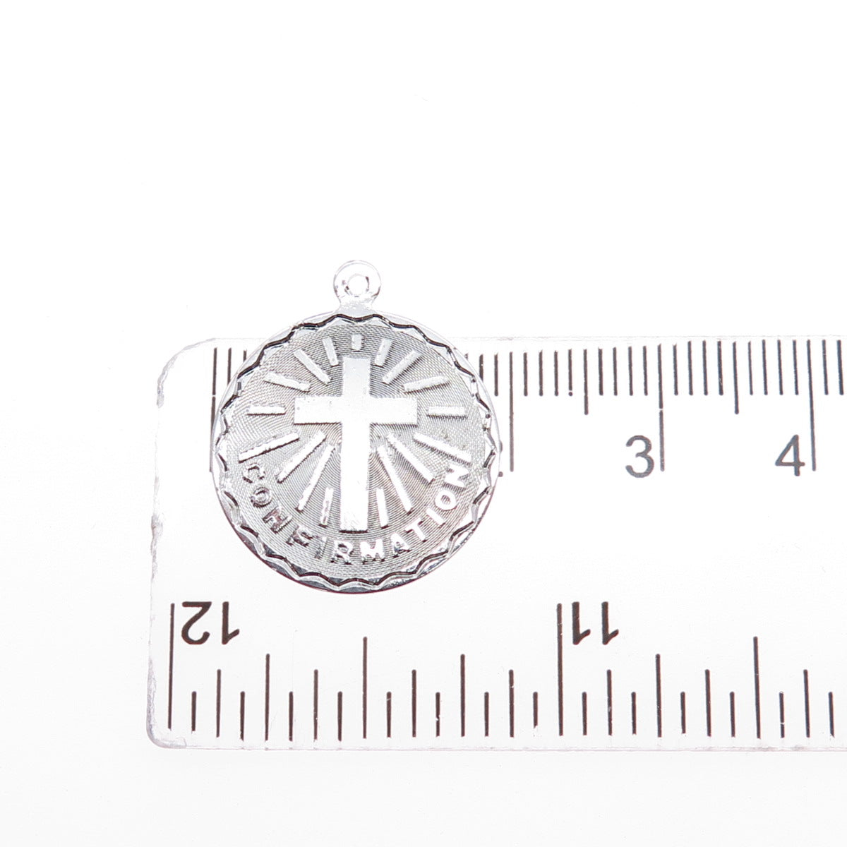SPENCER 925 Sterling Silver Vintage Confirmation Cross Charm Pendant