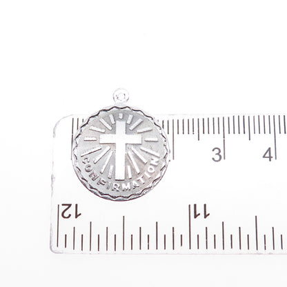 SPENCER 925 Sterling Silver Vintage Confirmation Cross Charm Pendant
