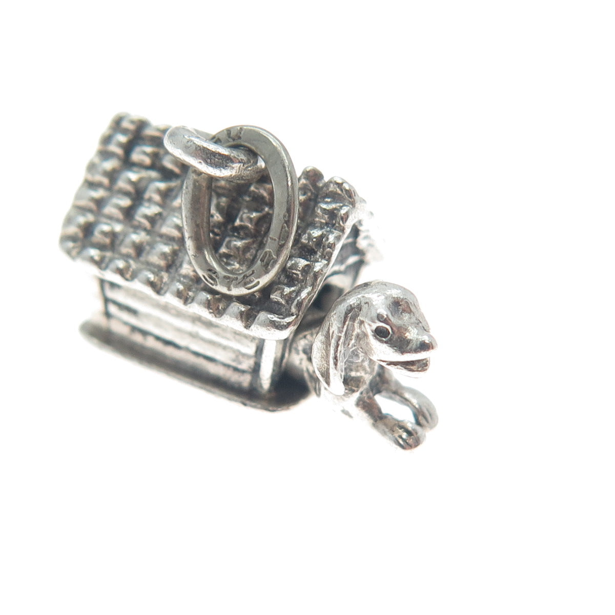 BEAU 925 Sterling Silver Vintage Dog House Minimalist 3D Charm Pendant