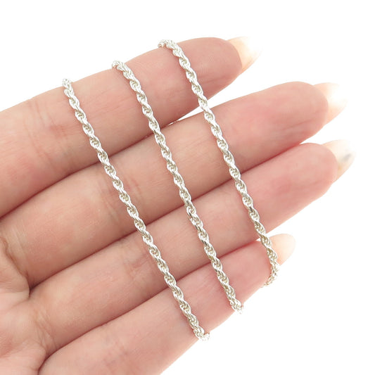 925 Sterling Silver Vintage Italy Rope Chain Necklace 16"