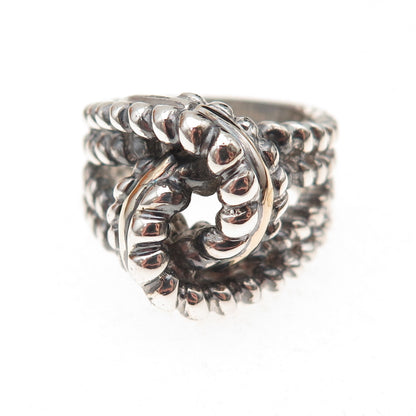 925 Sterling Silver 14K Gold Vintage Interlocked Knot Oxidized Ring Size 7.5