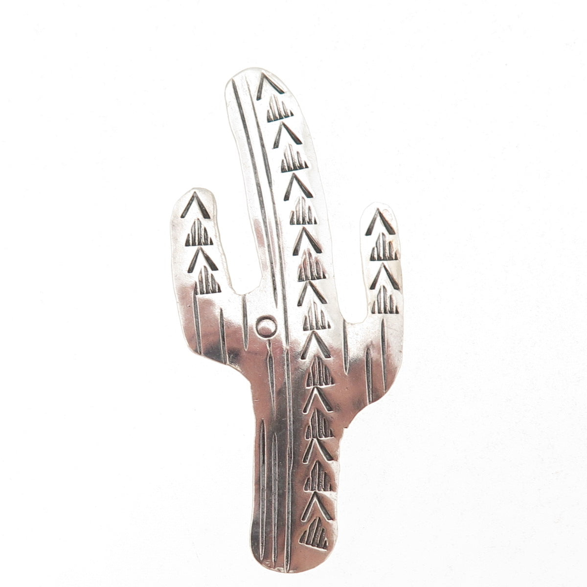 Old Pawn 925 Sterling Silver Vintage Southwestern Cactus Oxidized Pin Brooch