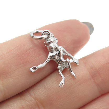 925 Sterling Silver Vintage Monkey 3D Charm Pendant