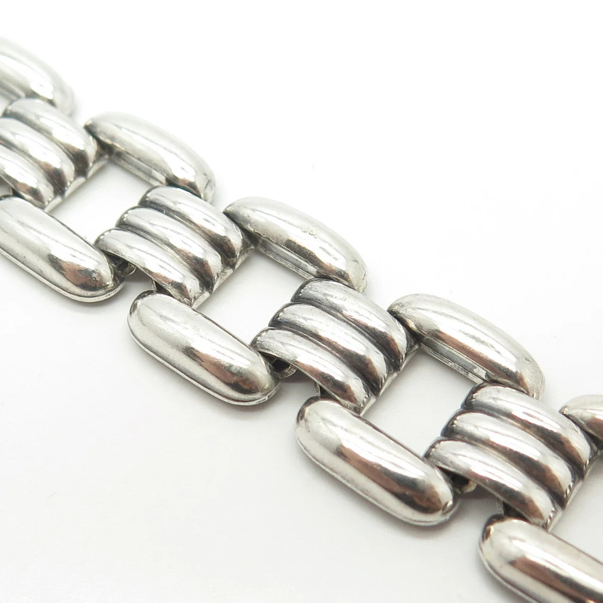 835 Silver Antique Art Deco Panther Link Bracelet 7.5"