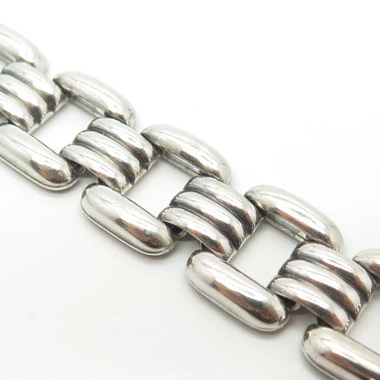 835 Silver Antique Art Deco Panther Link Bracelet 7.5"