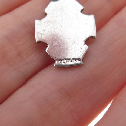 925 Sterling Silver Antique Art Deco Amicitia Fraternitas Cross Charm Pendant