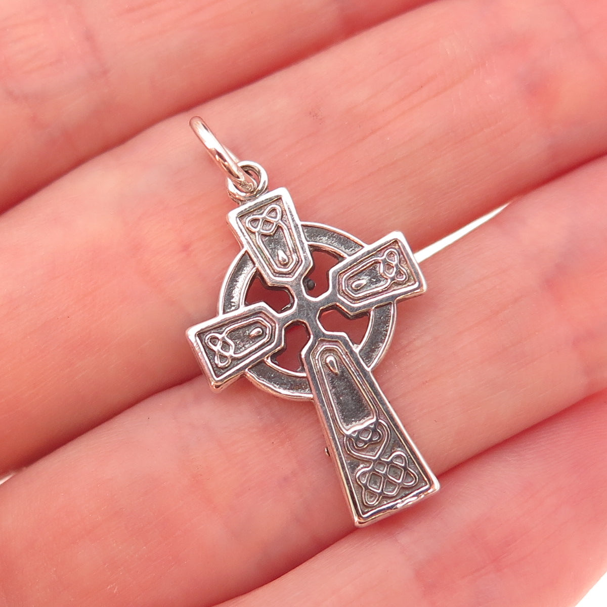 925 Sterling Silver Vintage Celtic Cross Oxidized Charm Pendant