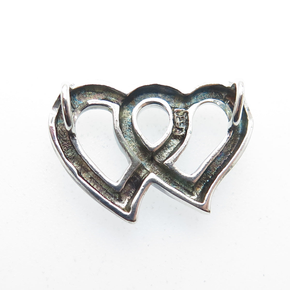 925 Sterling Silver Vintage Loving Hearts Centerpiece Slide Pendant