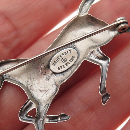 Danecraft 925 Sterling Silver Antique Art Deco Horse Oxidized Pin Brooch