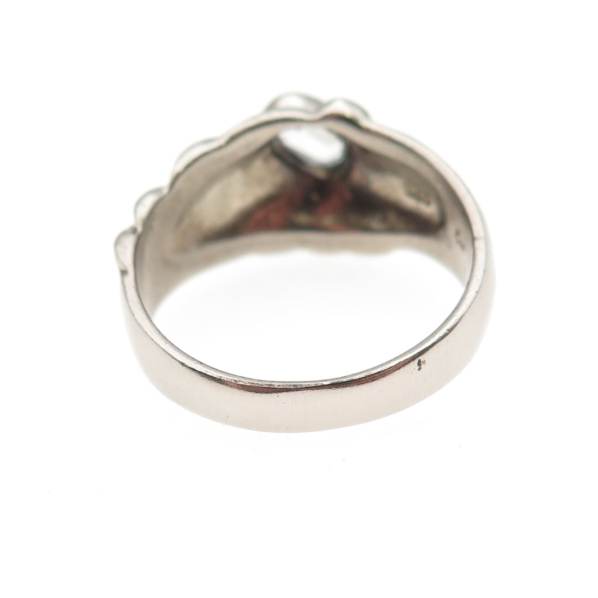 Charles Winston Sterling Silver Vintage Real Blue Topaz Modernist Ring Size 8.75