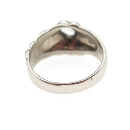 Charles Winston Sterling Silver Vintage Real Blue Topaz Modernist Ring Size 8.75