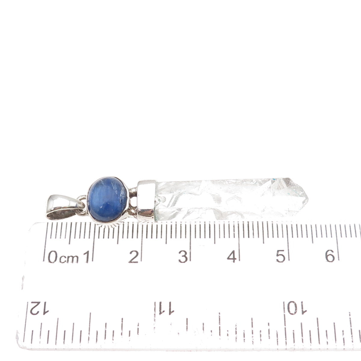 925 Sterling Silver Vintage Real Sapphire & Clear Crystal Amulet Pendant
