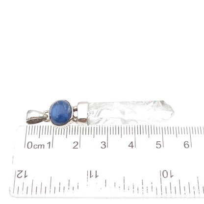 925 Sterling Silver Vintage Real Sapphire & Clear Crystal Amulet Pendant
