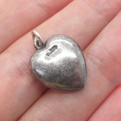 925 Sterling Silver Antique Art Deco Chatelaine Heart Minimalist Charm Pendant